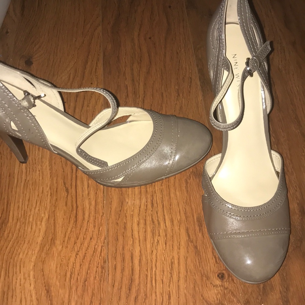 Nine West Leather Upper Toupe Heels